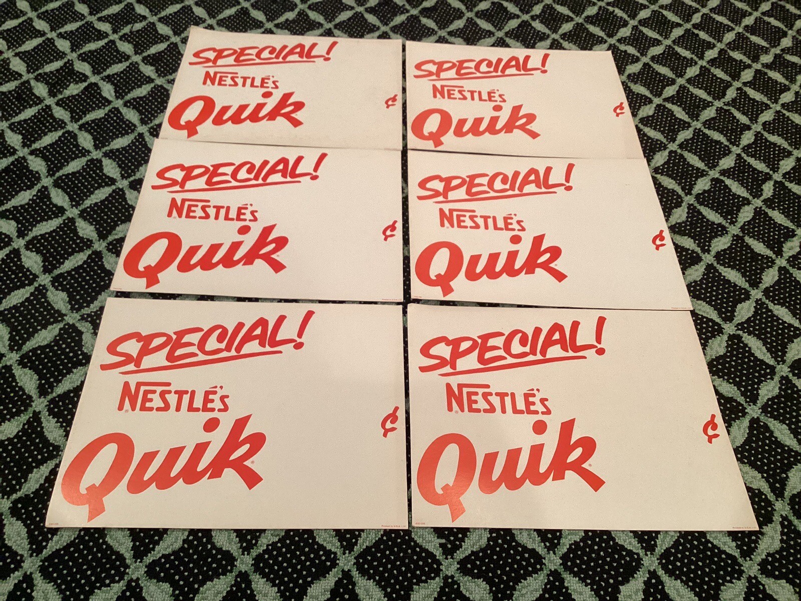 Nestle Quik Thick Cardboard Advertising Display Lot (6) Sign 14inx11in Vintage