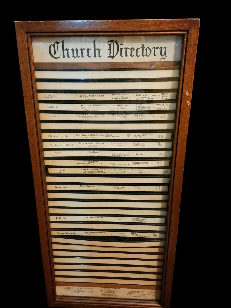 Unique Nashville Wood Wall Display Cabinet Case Glass Door Church Directory Vint