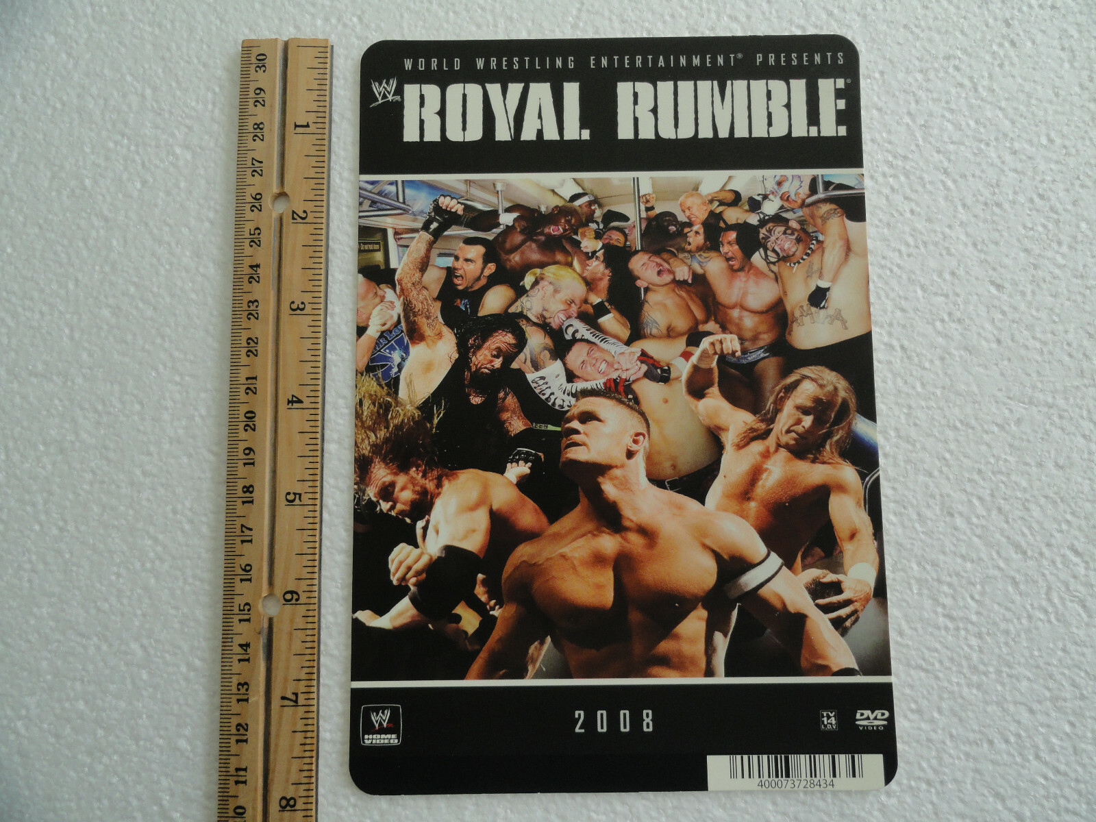 WWE ROYAL RUMBLE 2008 – BLOCKBUSTER VIDEO BACKER CARD 5″X8″- NO MOVIE