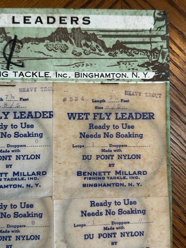 DuPont Nylon Leaders Display Bennett Millard Fishing Tackle 1950s NY Fish