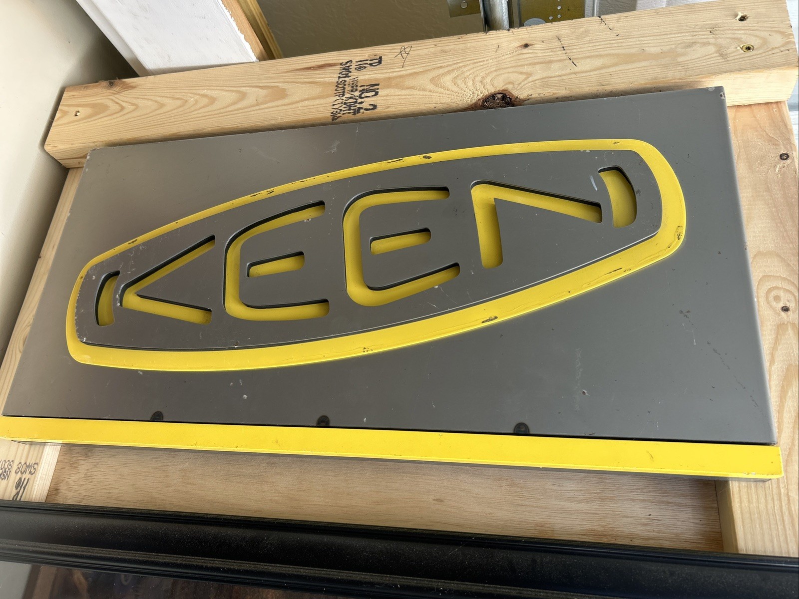 Keen Utility Shoe Brand Sign Metal Store Advertising Hanging Display 24” x 12”