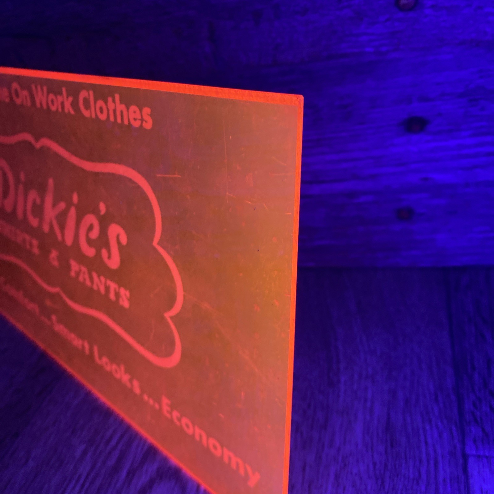 Vintage Dickies Store Display Hot Pink – Neon Comes Alive Using a Black Light