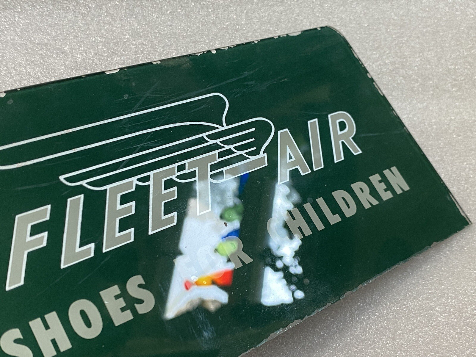 Vtg 1950’s Fleet Air Shoes For Children Glass Advertising Display Sign