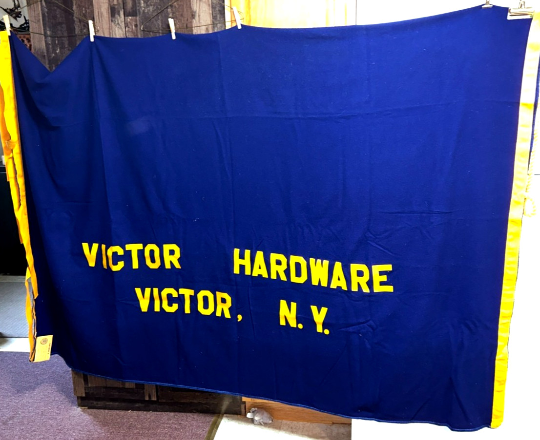 Vintage Crump Company Quality Wool Victor Hardware Victor NY Banner 84″ x 90″