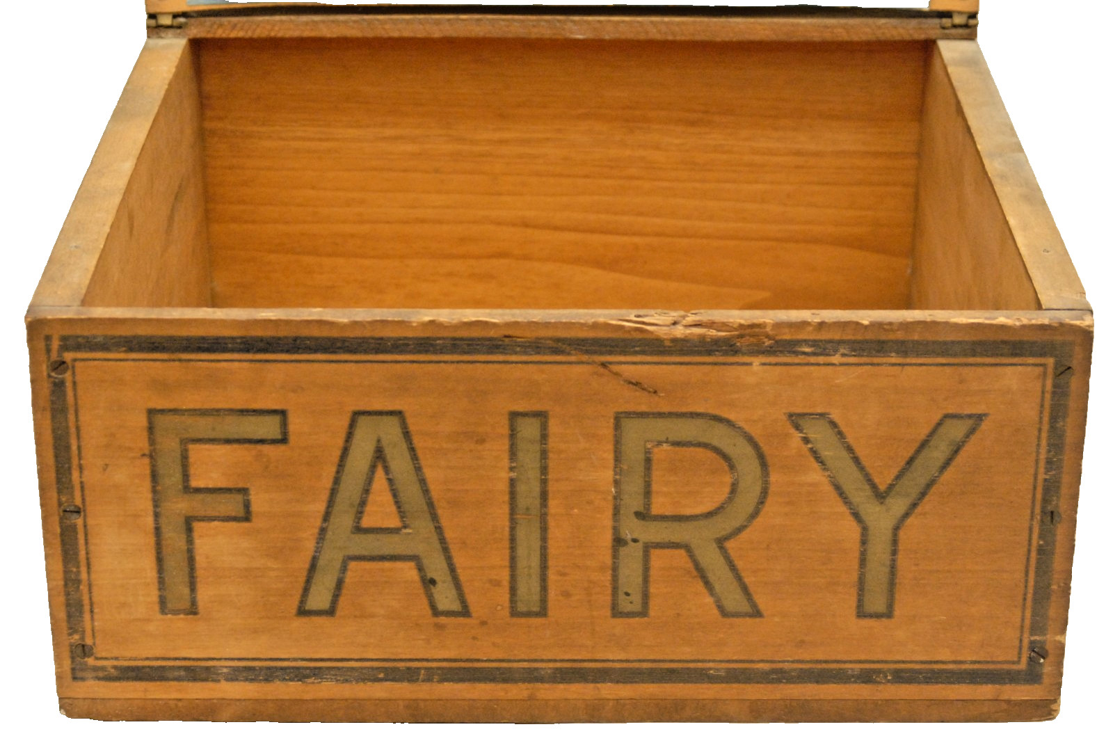 GREAT ANTIQUE FAIRBANK’S FAIRY SOAP WOOD ADVERTISING COUNTRY STORE DISPLAY BOX
