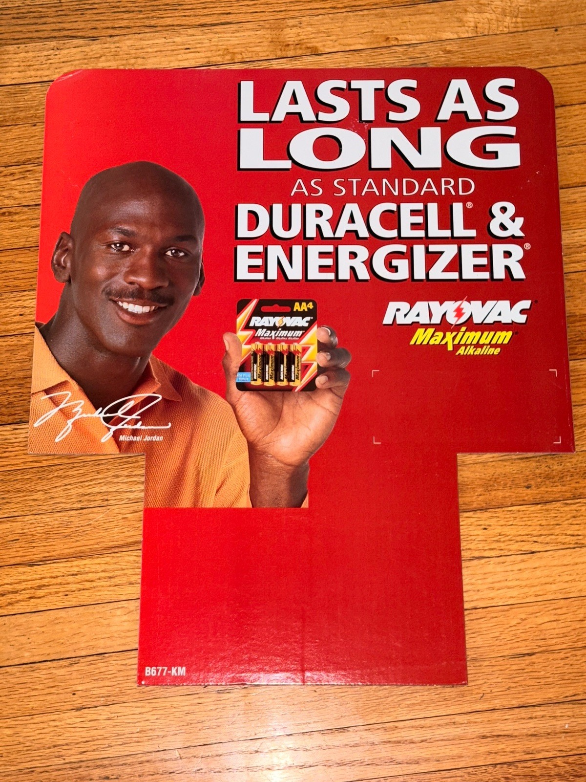 Michael Jordan Rayovac Cardboard Store Display Die Cut Header Sign * 21 x 17.5″