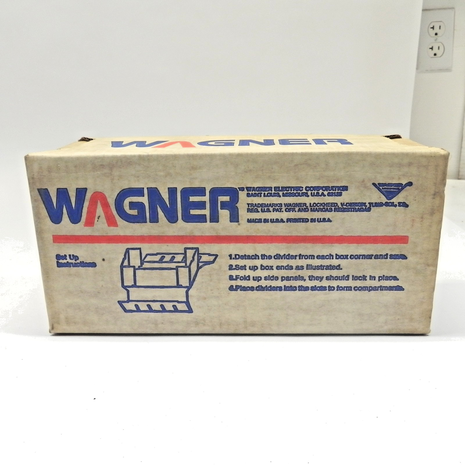 WAGNER AUTOMOTIVE SERVICE STATION COMPONENTS CARDBOARD BOX EMPTY DISPLAY USED