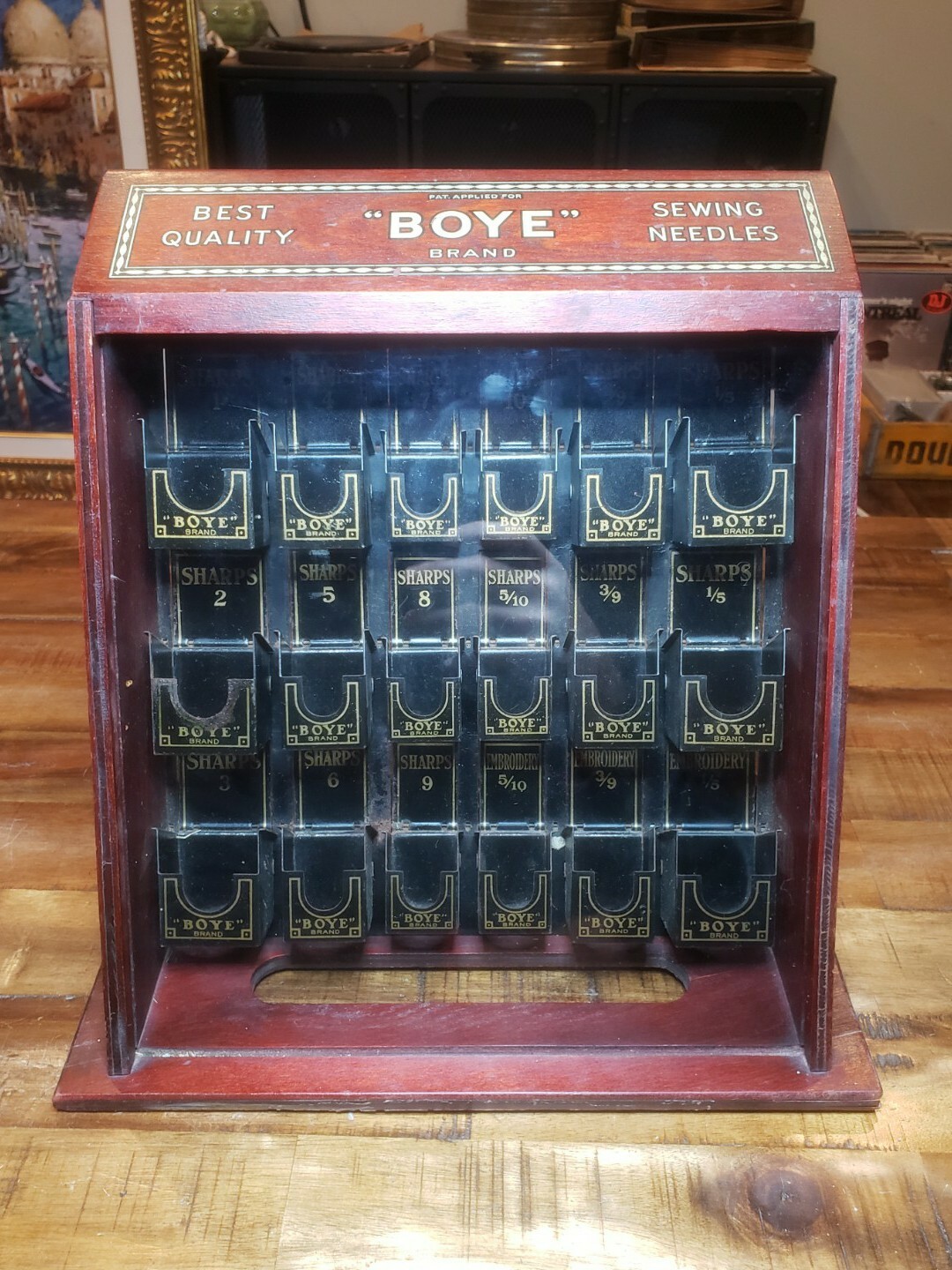 Vintage Early 1900s Boye Sewing Needles Cabinet Store Display Case