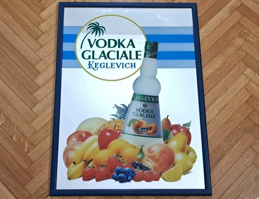 ADVERTISING MIRROR FRAME-KEGLEVICH VODKA-MIRROR PAINTING PICTURES-VINTAGE