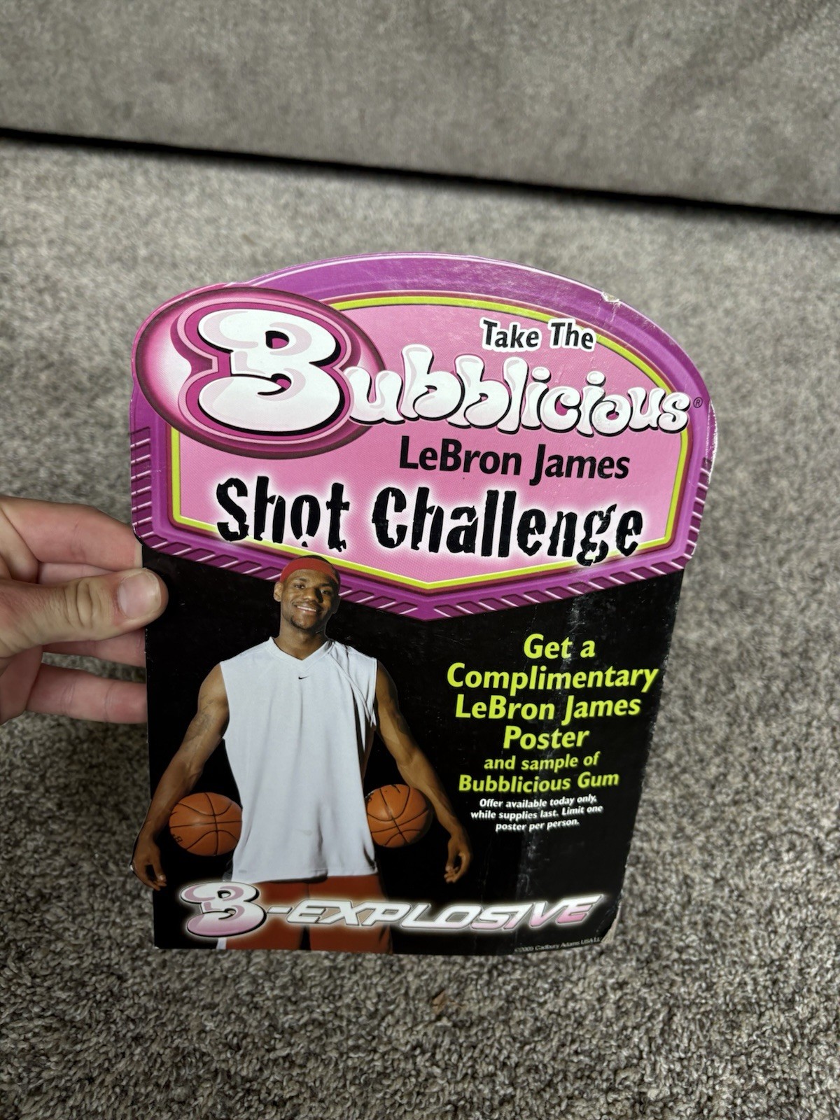 LEBRON JAMES RARE 2005 BUBBLICIOUS BUBBLE GUM STORE DISPLAY AD POSTER SIGN STAND