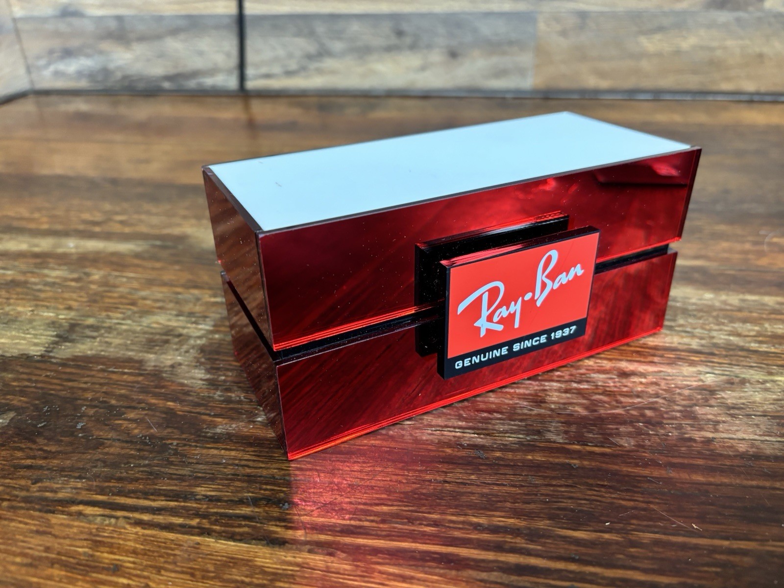 Ray-Ban Sunglasses Display stand Logo Sign, RARE AND HARD TO FIND, 7″x3″x3.5″