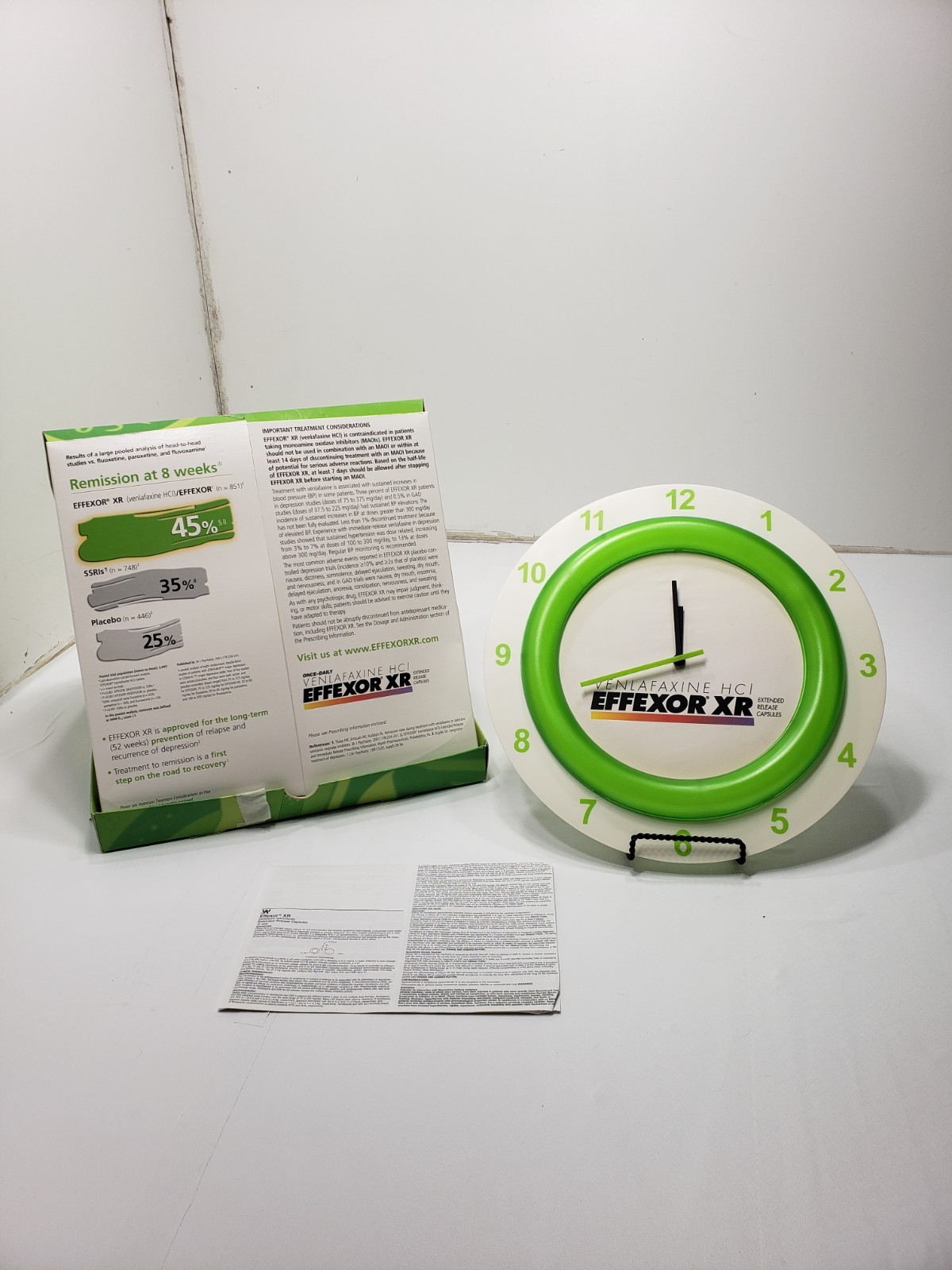 Vintage Effexor XR Promotional Wall Clock Display Pharmaceutical Advertising