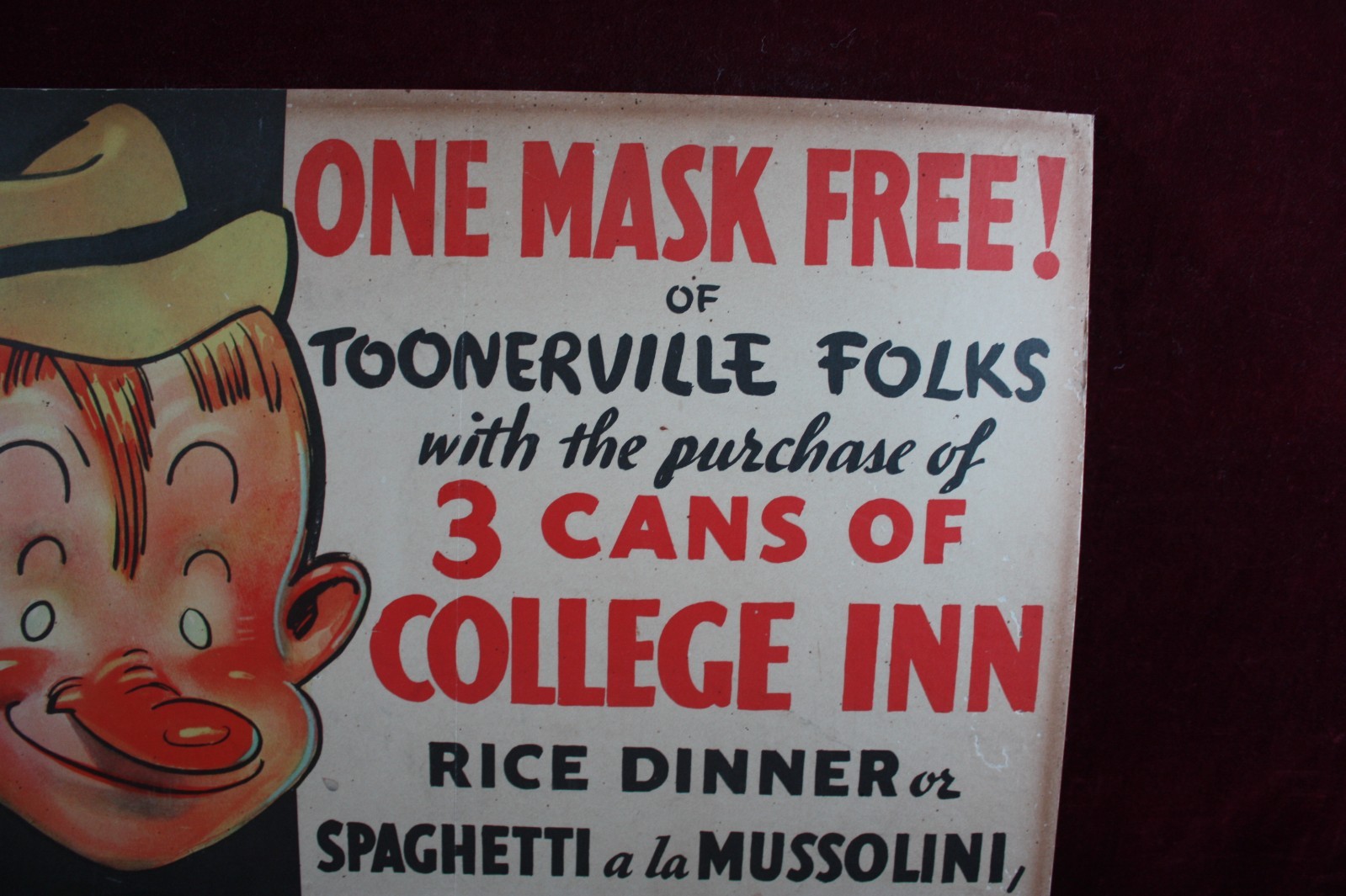 * ANTIQUE TOONERVILLE FOLKS ADVERTISING POSTER SIGN 1920’S LITHO EISON-FREEMAN *