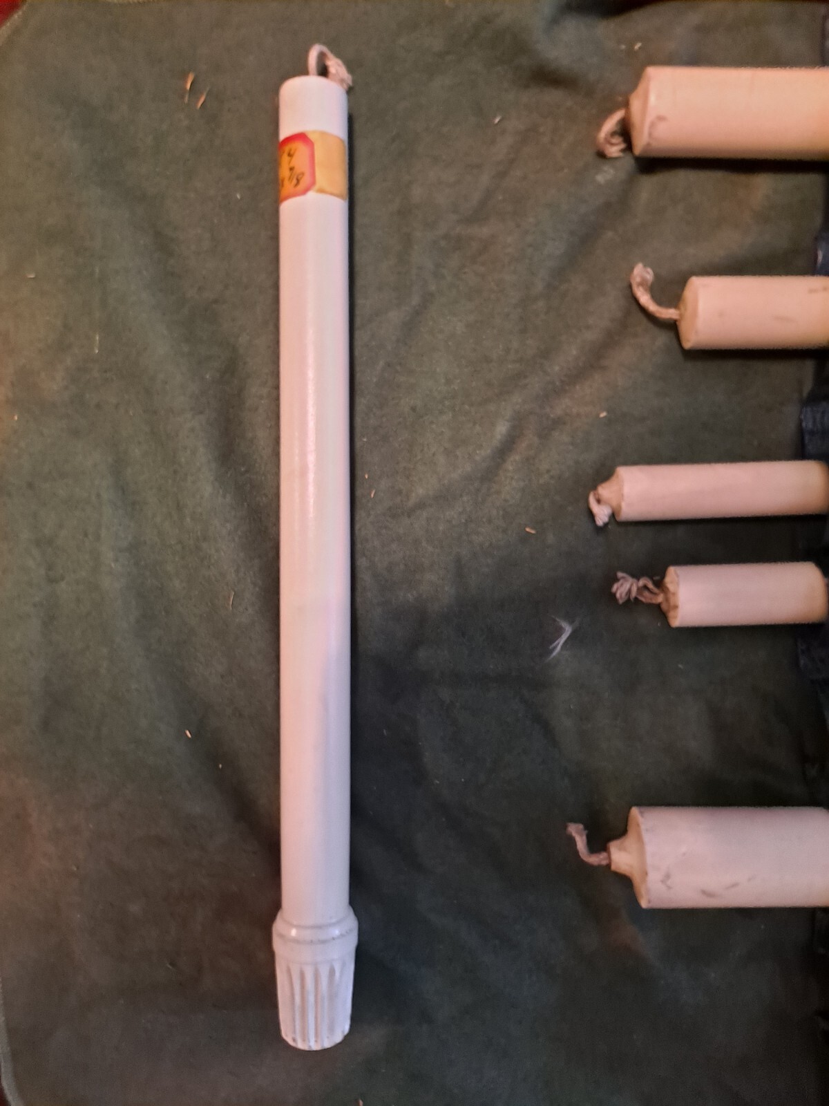 Antique Store Display Will & Baumer W/ 27 Wooden Candles and measuring holes 40″