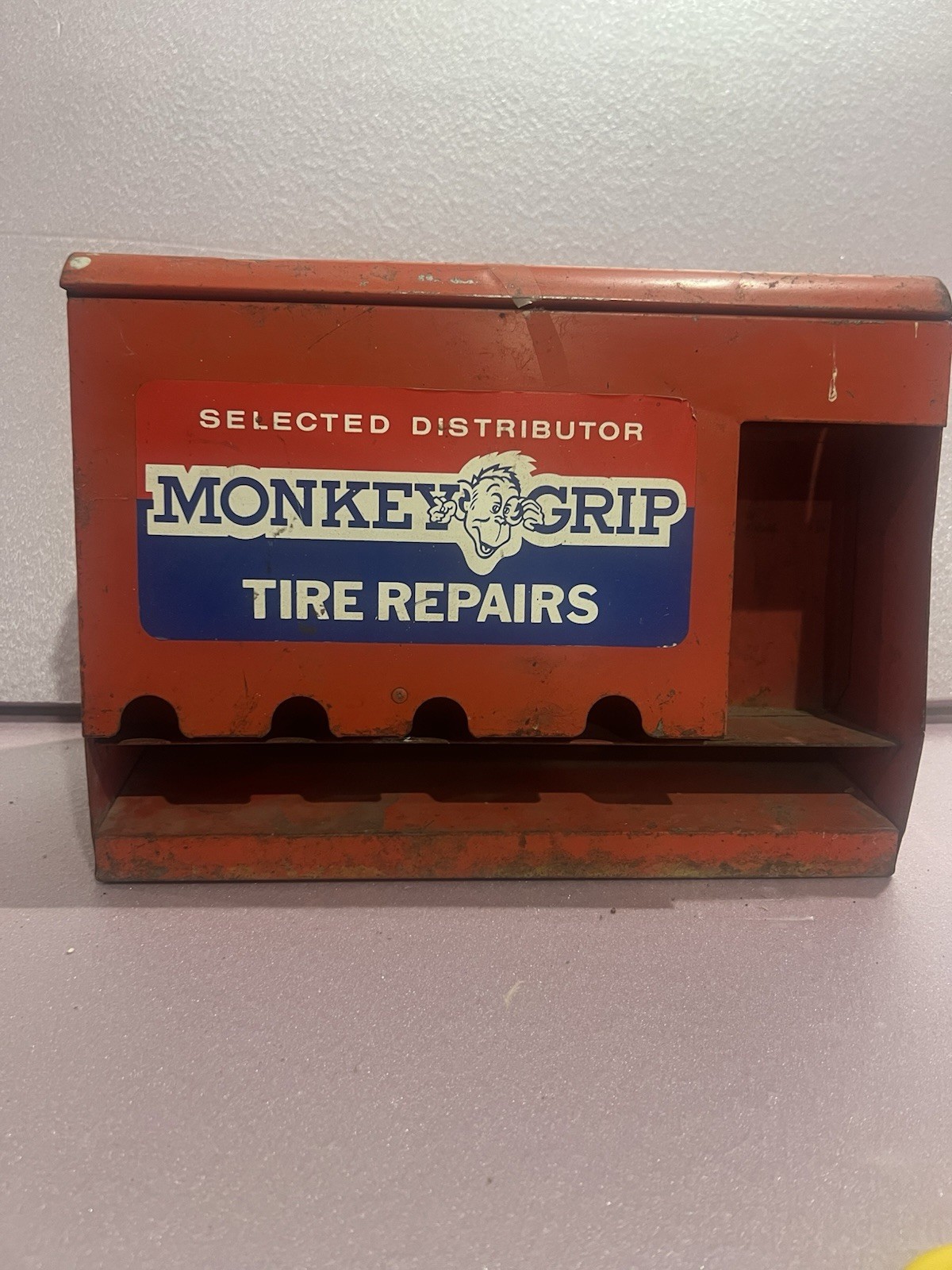 Vintage Monkey Grip Tire Patch Display Cabinet