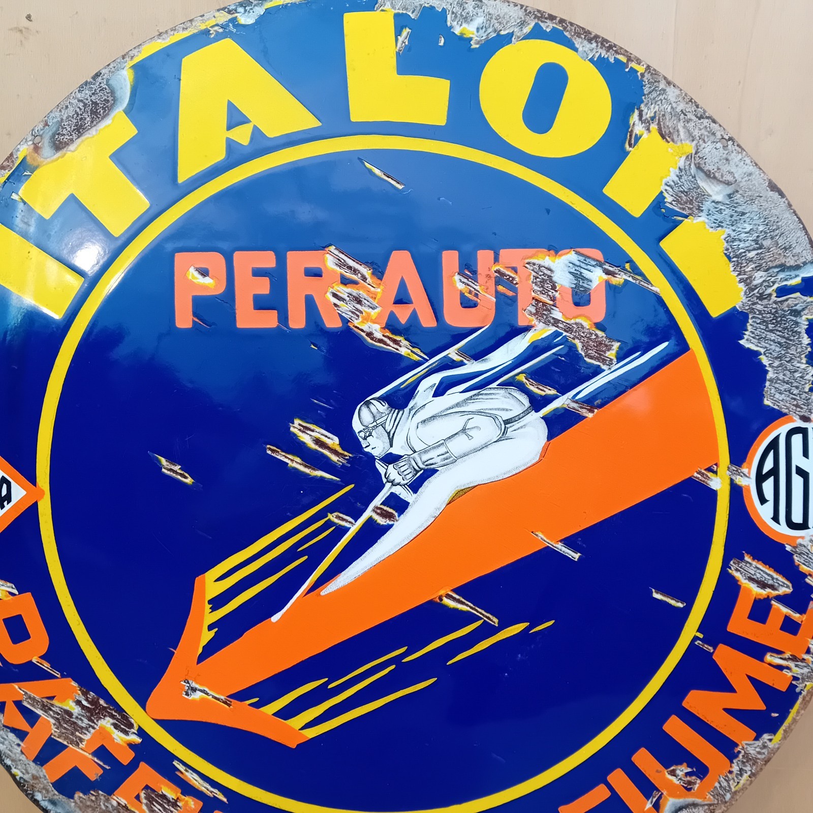 Italoil River Refinery Enamel Table Sign