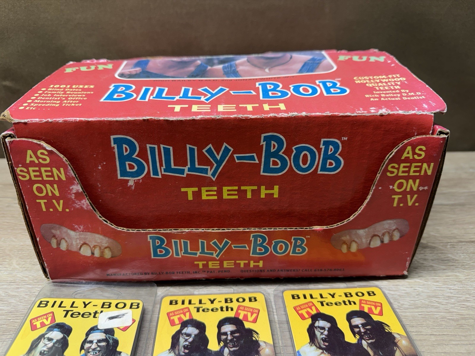 Vintage Billy-Bob Novelty Costume Teeth Point Of Sale Display Box W/ 6 Sets New