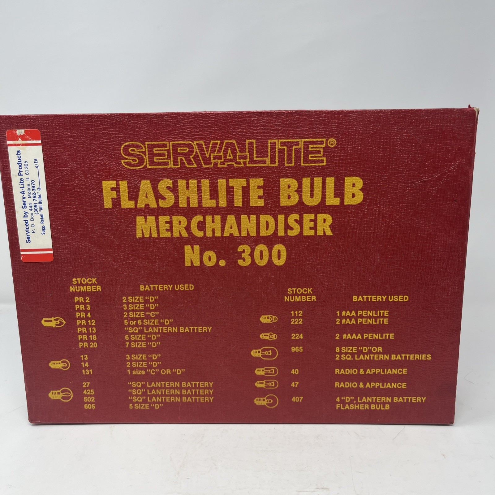 Vintage SERV-A-LITE Flashlite Bulb Merchandiser No. 300 – with Bulbs Display