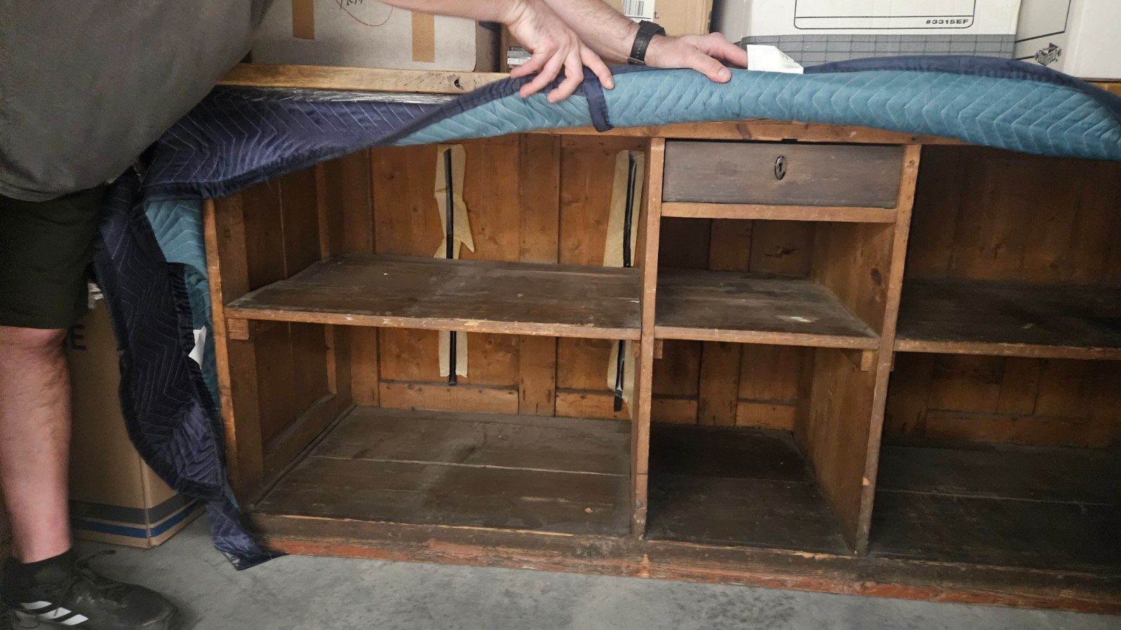 Late 1800s antique wood store counter