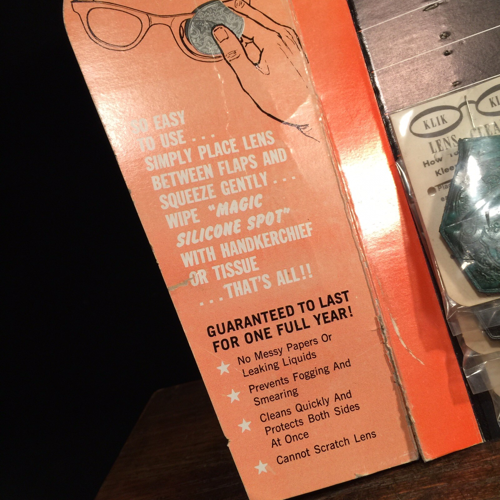 Vintage Store Display NOS POP Glasses lens Cleaner USA Klick Kleen PRIORITY MAIL