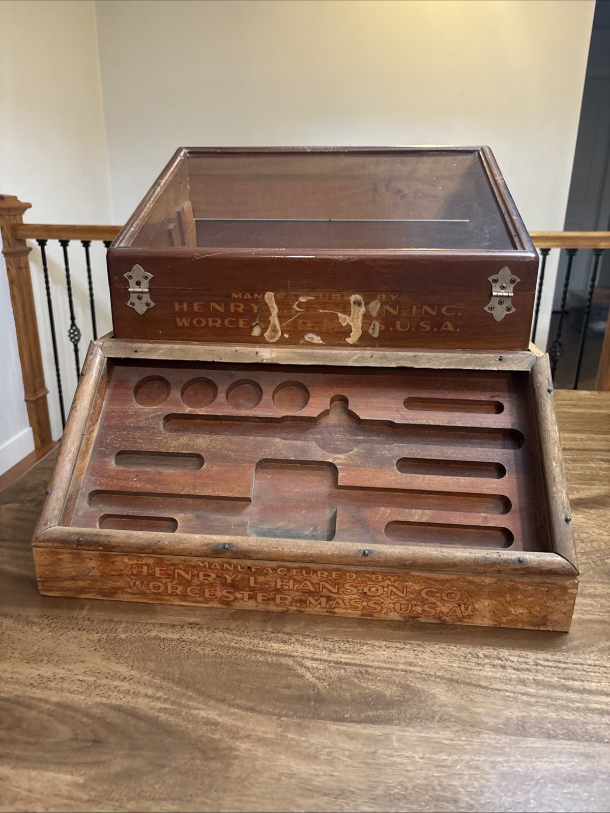 Antique Henry Hanson Co. Tap & Die – Display Case/Box -Store Display With Base