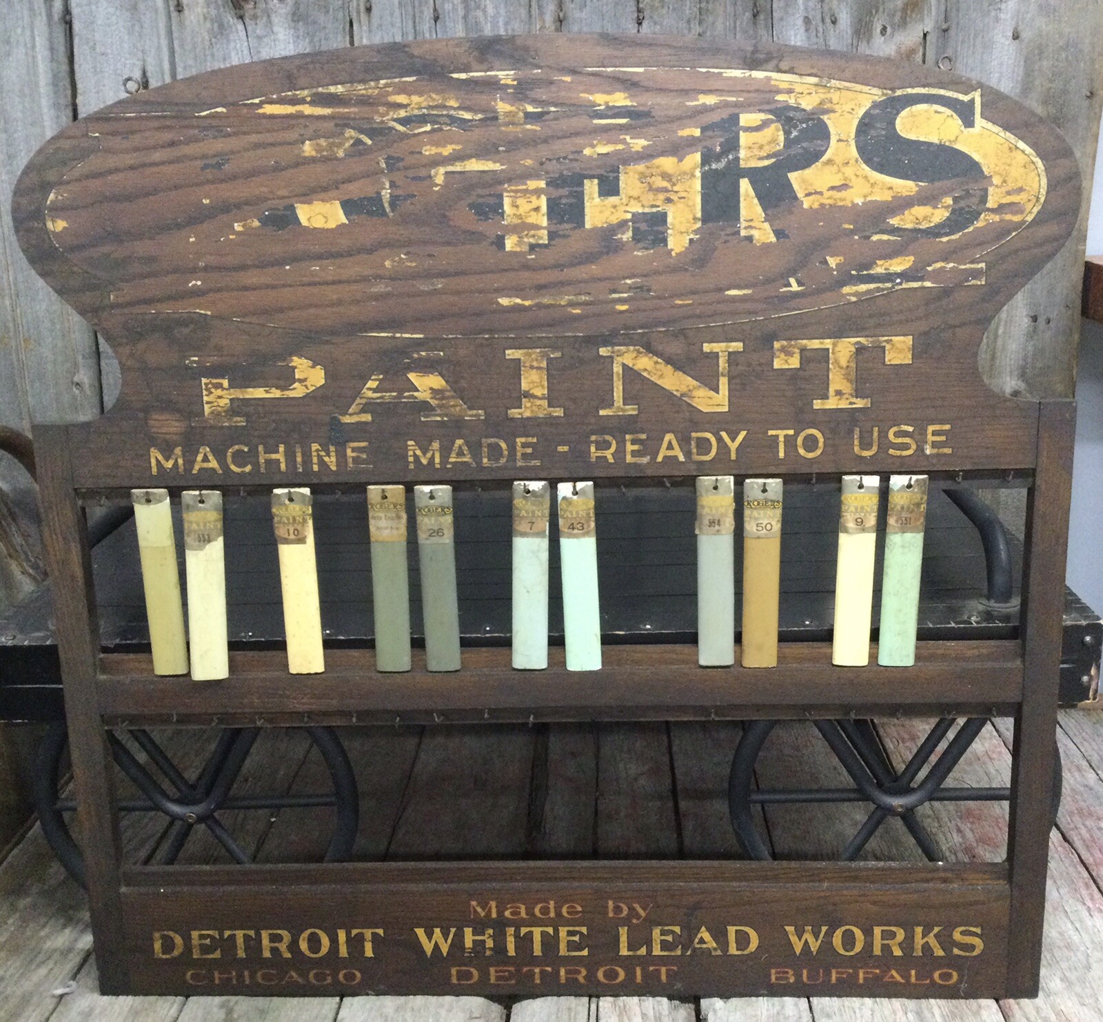 Early 1900’s ROGERS PAINT General Store Paint Samples Display Advertising Sign