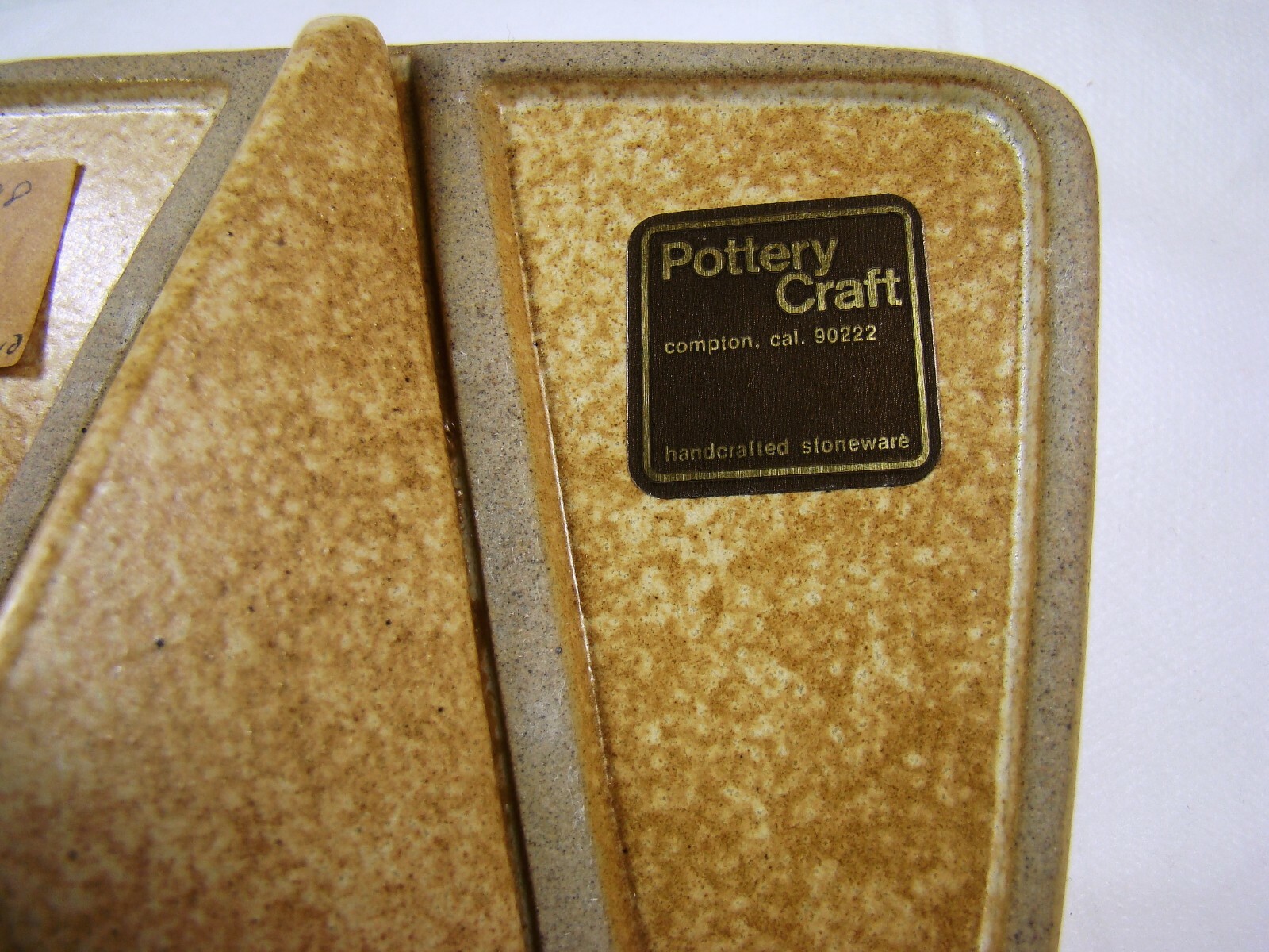 POTTERY CRAFT Compton California Pottery Dealer Sign Light Brown MCM MINT!