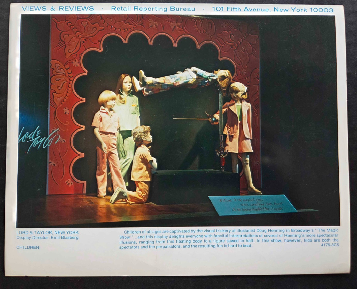 1976, LORD & TAYLOR, NY WINDOW DISPLAY PHOTO PRINT “THE MAGIC SHOW”