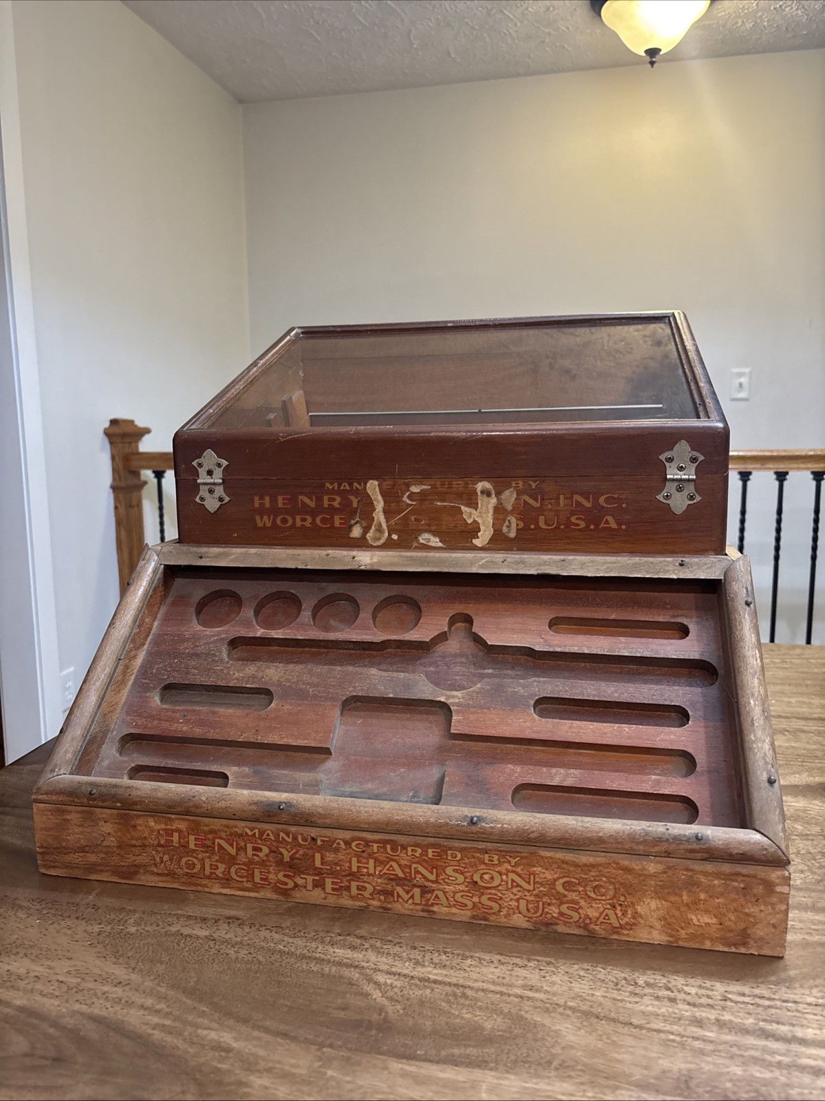 Antique Henry Hanson Co. Tap & Die – Display Case/Box -Store Display With Base