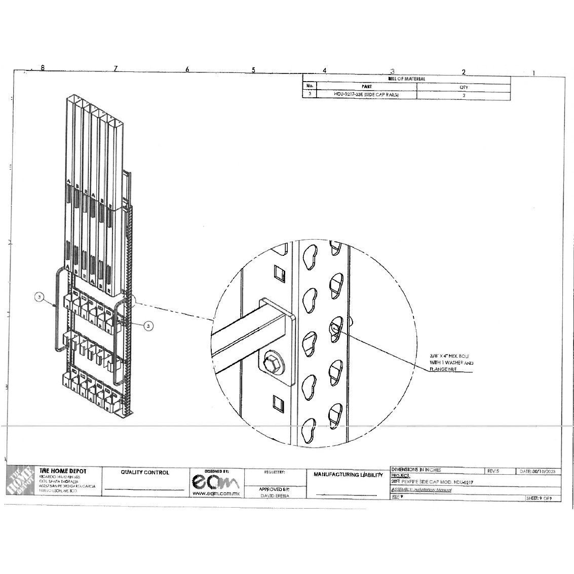 20′ PEX Pipe Side Rack – EQ Manufacturas, S.A. de C.V., Custom Fabrication