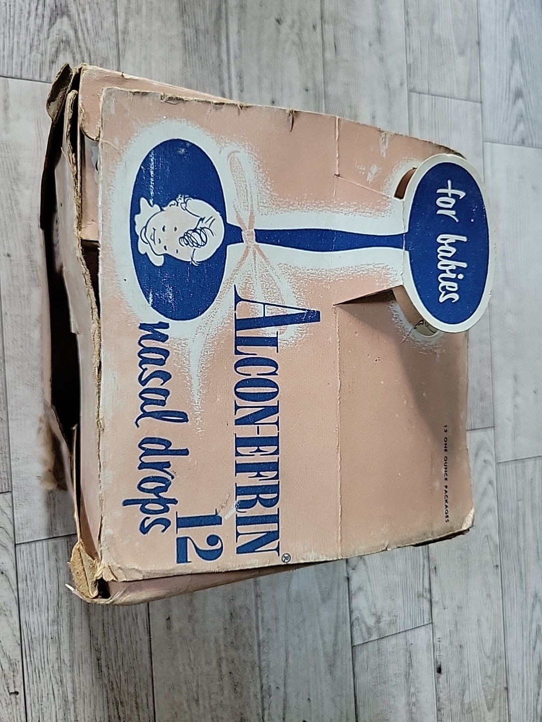 Vintage Drug Store Display Box Alcon-efrin Prop Old Original Baby General Meds