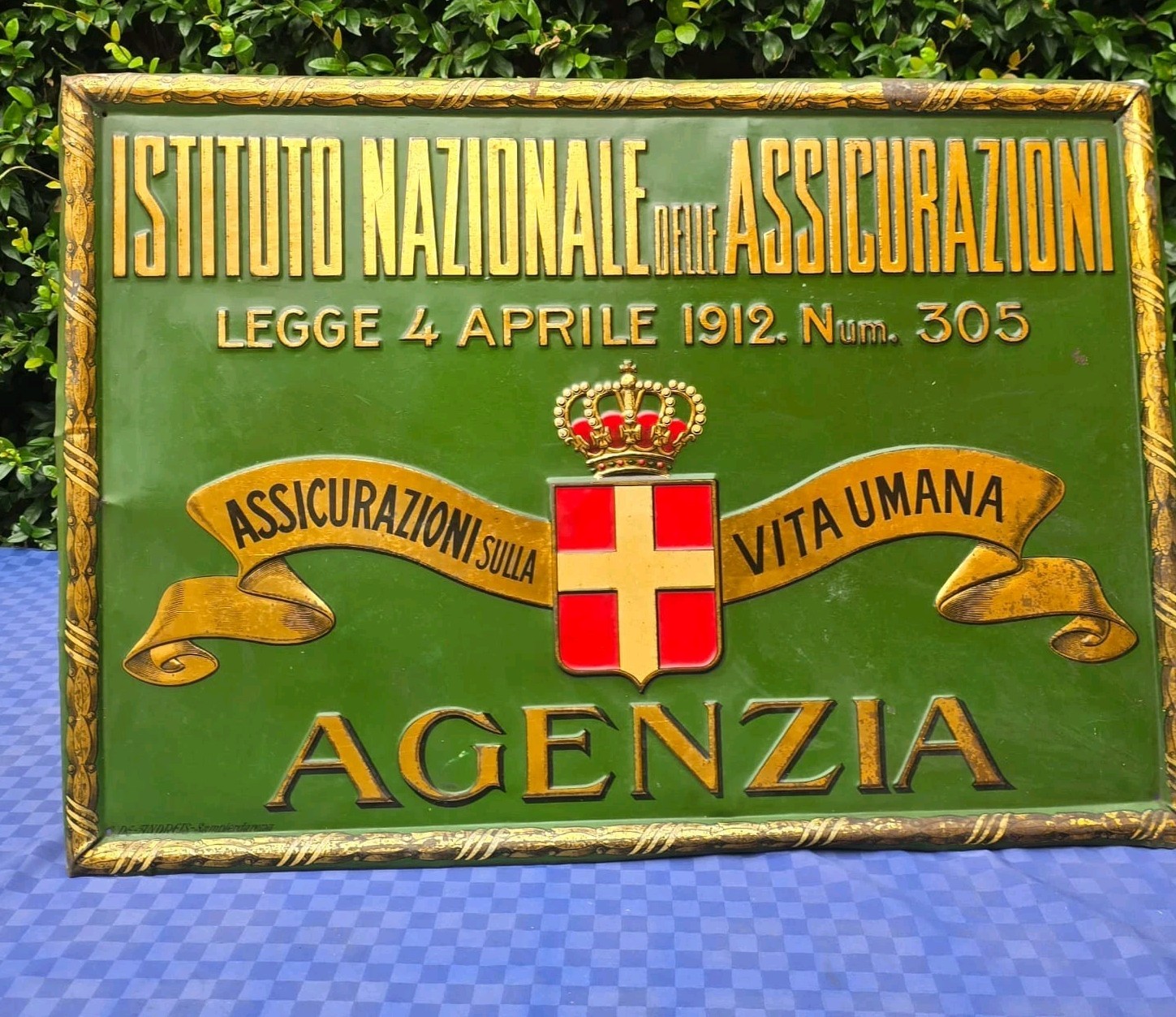 Lithographed Table Sign National Insurance Institute