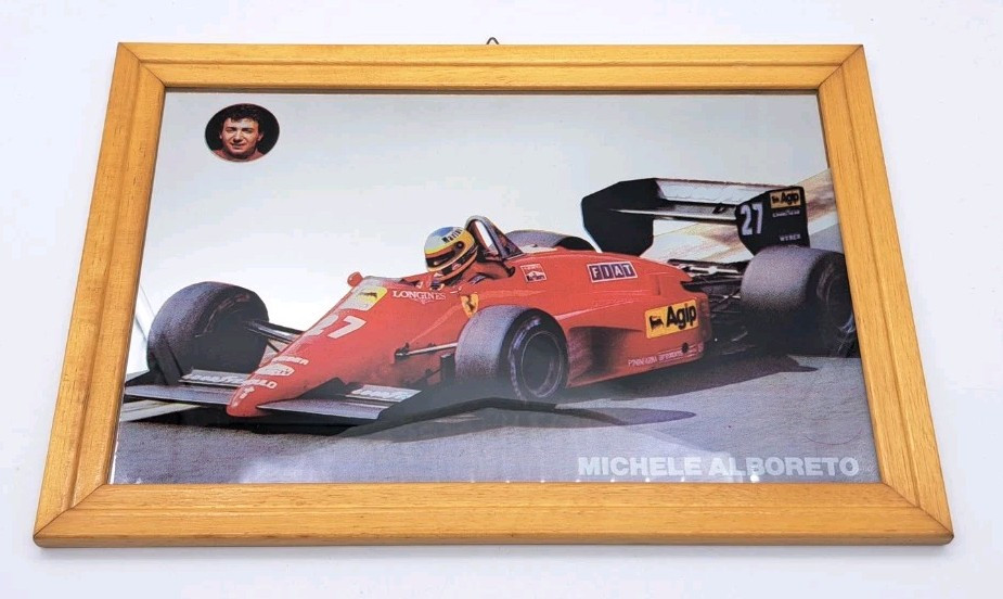 FERRARI AUTO CAR FORMULA 1 ALBORETO-80′-VINTAGE MIRROR FRAME/FRAME