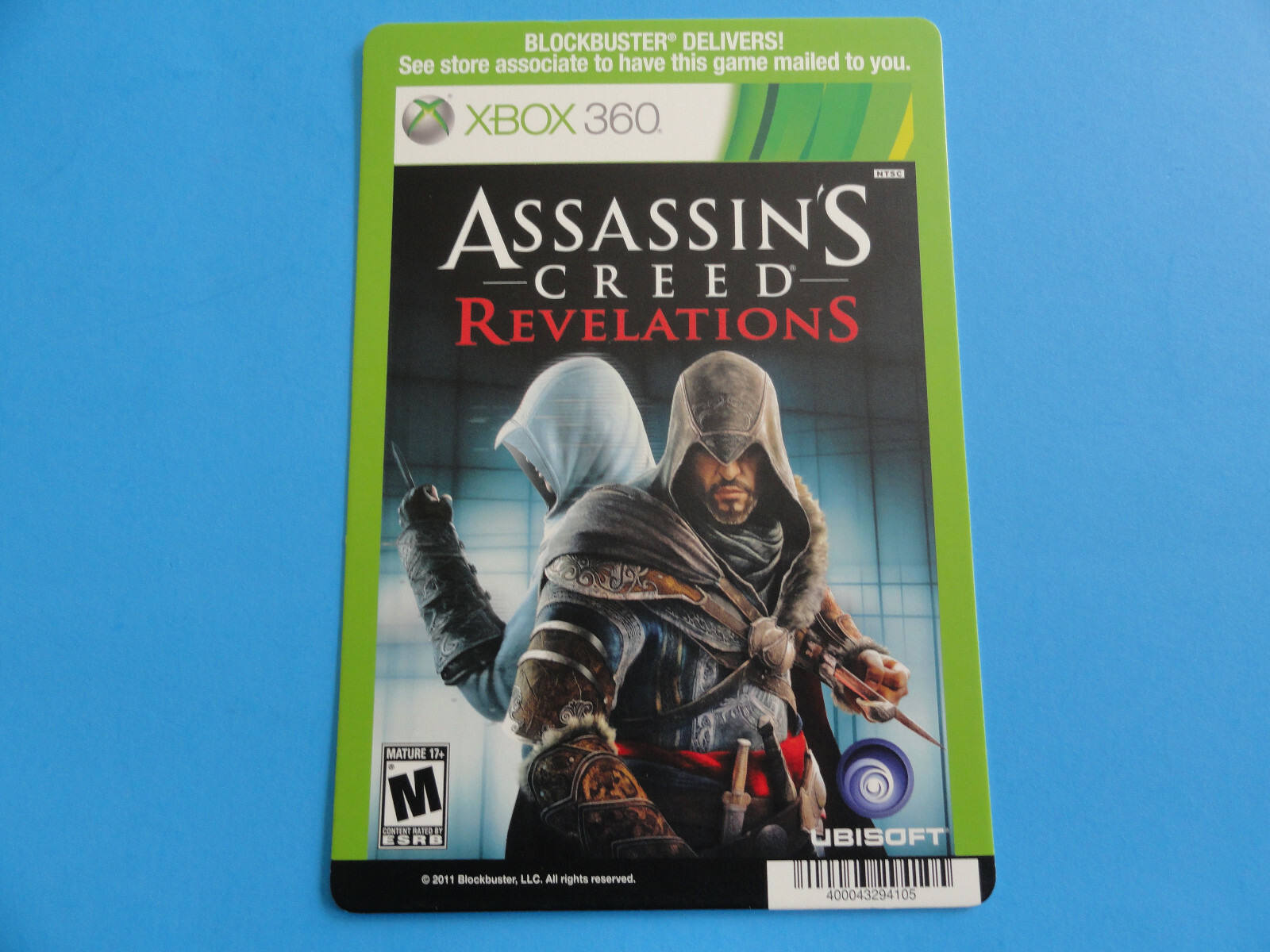 XBOX 360 ASSASSIN’S CREED REVELATION BLOCKBUSTER VIDEO BACKER CARD 5″X8″ NO GAME