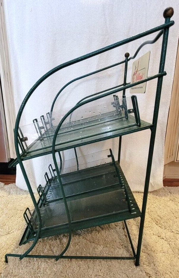 VTG ORG Kellogg’s Cereal Store Display Rack Green Metal Countertop Stand Retro