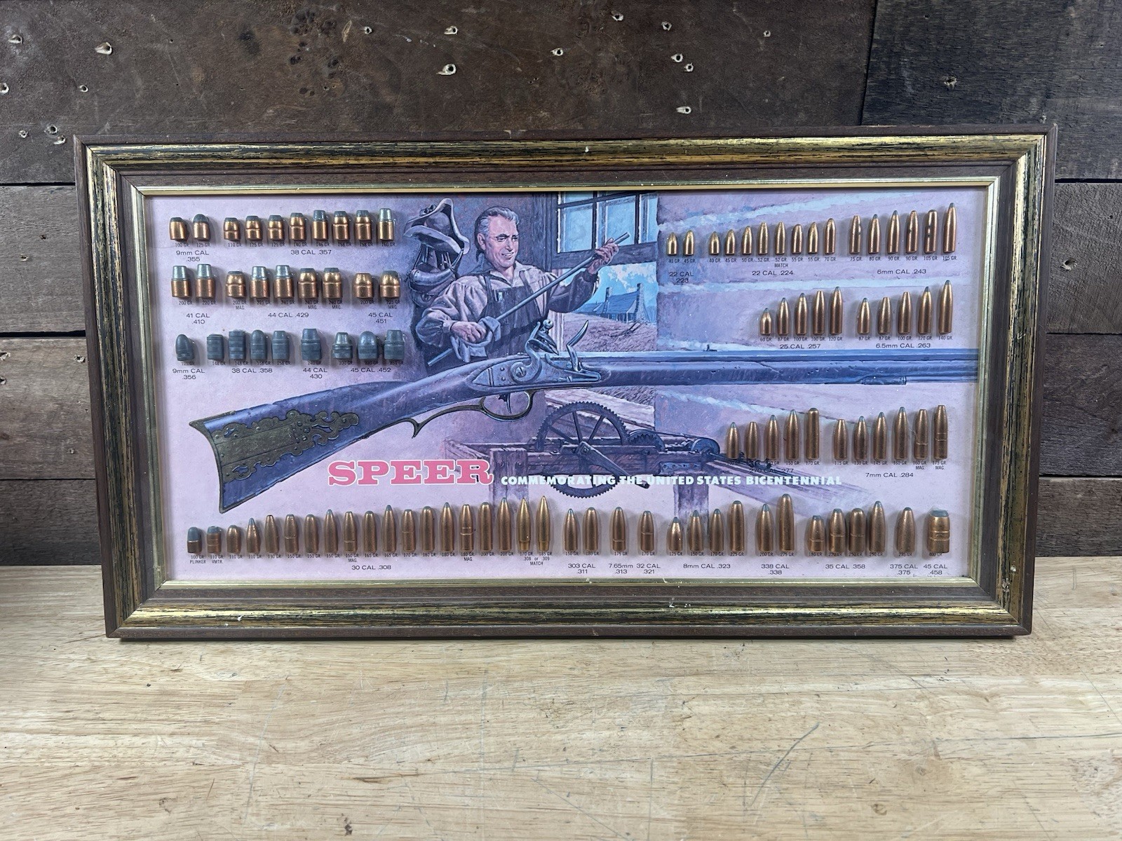 Vintage 1976 Speer Ammunition Store Display Bullet Chart U.S. Bicentennial