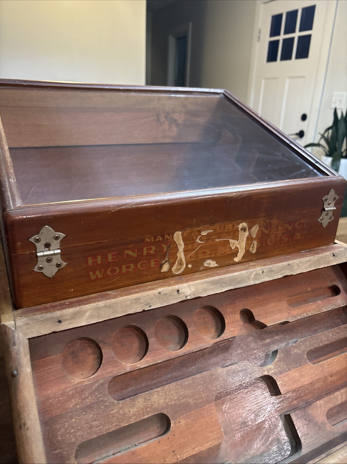 Antique Henry Hanson Co. Tap & Die – Display Case/Box -Store Display With Base