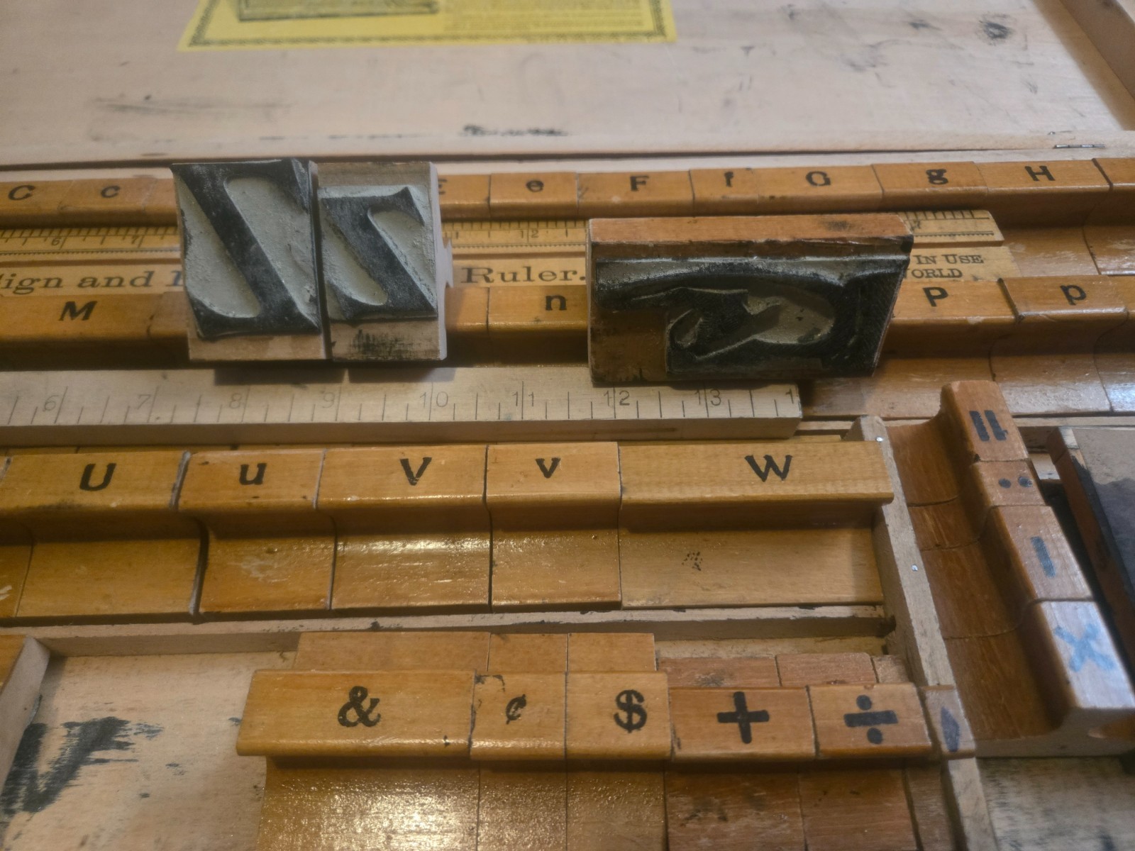Vintage Fulton Sign & Price Marker Set Wooden Letterpress Kit Complete Box