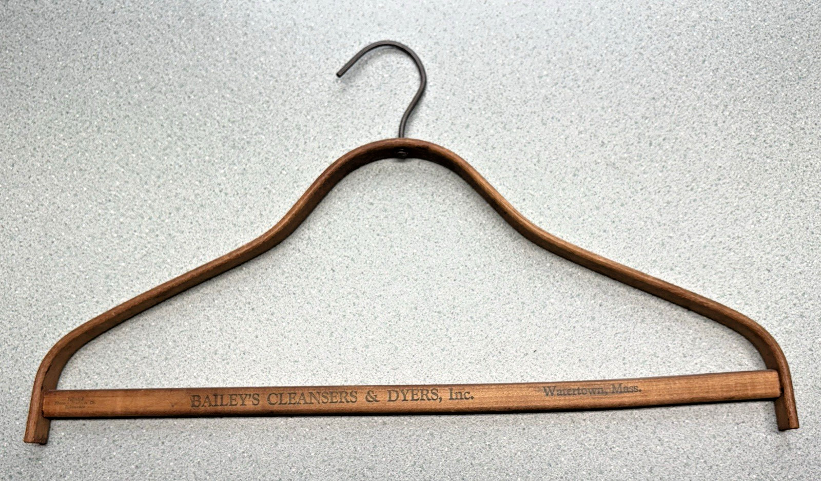 1890’s Wooden Advertising Coat Hanger RARE Bailey’s Cleansers Watertown, Mass.