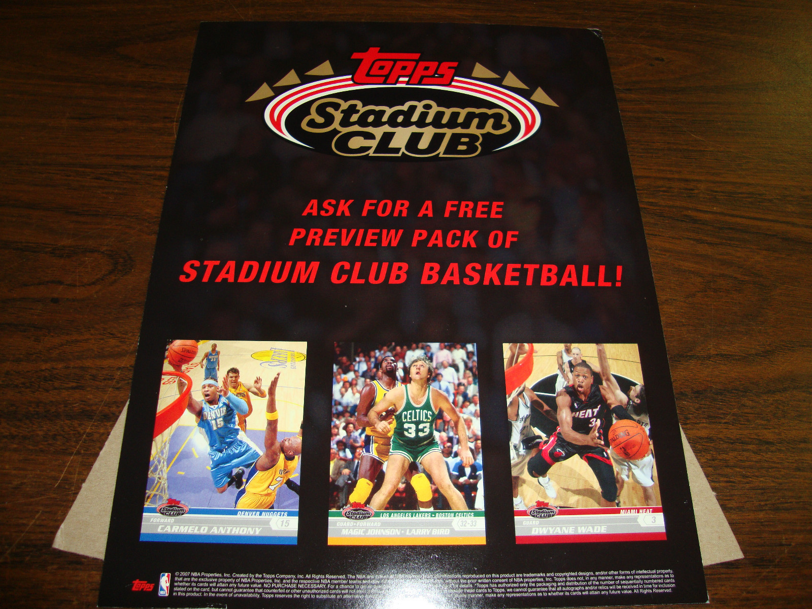 2007 Topps Stadium Club Basketball Promotion—Stand-Up Counter Display