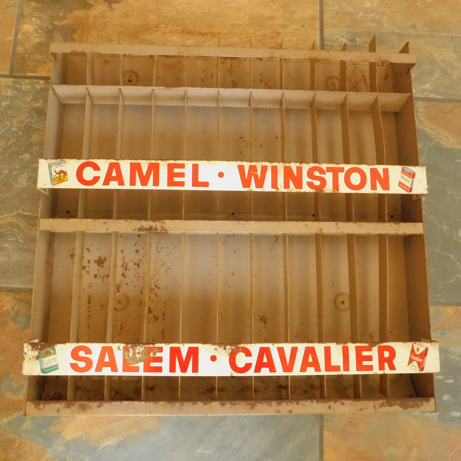 Vtg. STEEL CIGARETTE STORE DISPLAY CAMEL WINSTON SALEM CAVALIER HANDPAINTED