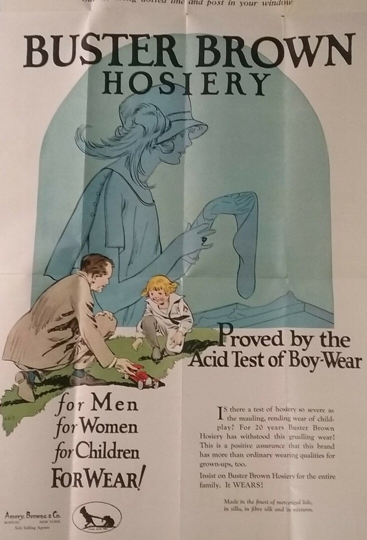 Buster Brown Hosiery Advertising Store Window Poster Amory, Browne & Co. 1923