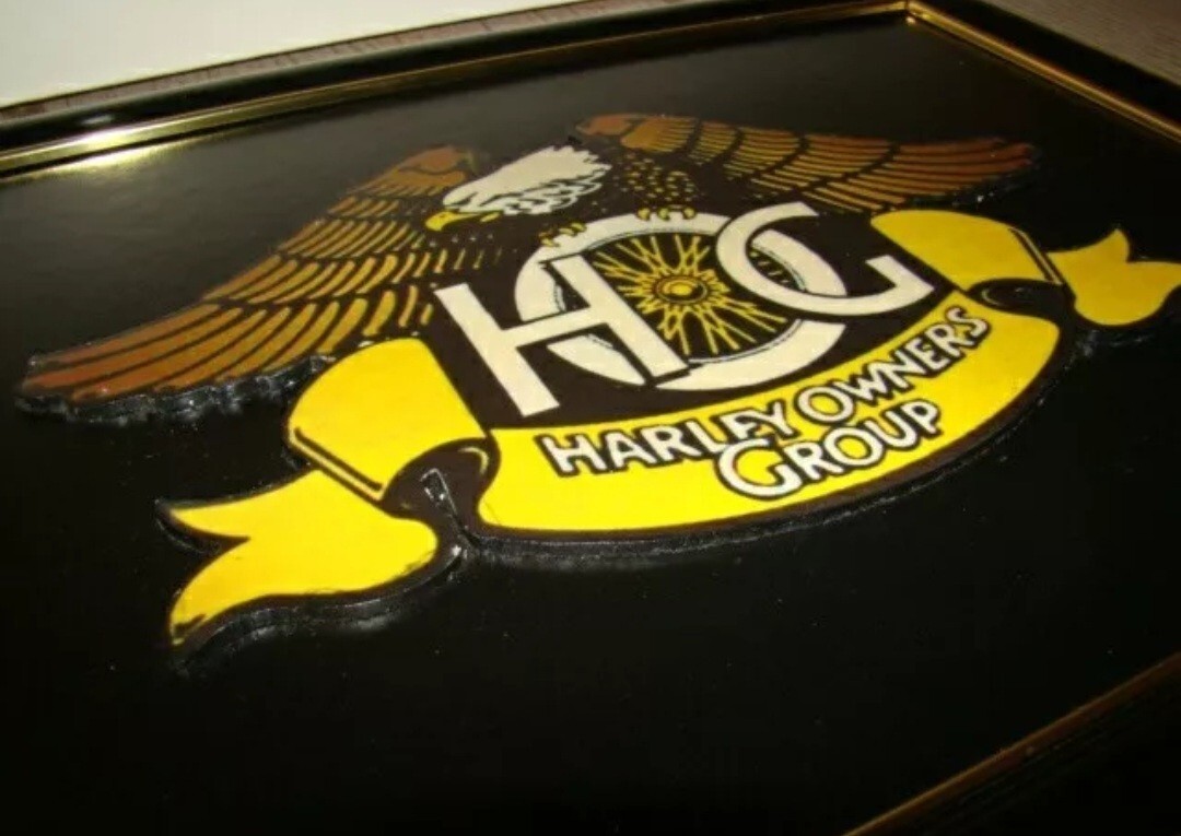 FRAME-HARLEY DAVIDSON OWNERS GROUP-MOTO-BIKERS-PICTURE-SIGN/SIGN-VINTAGE