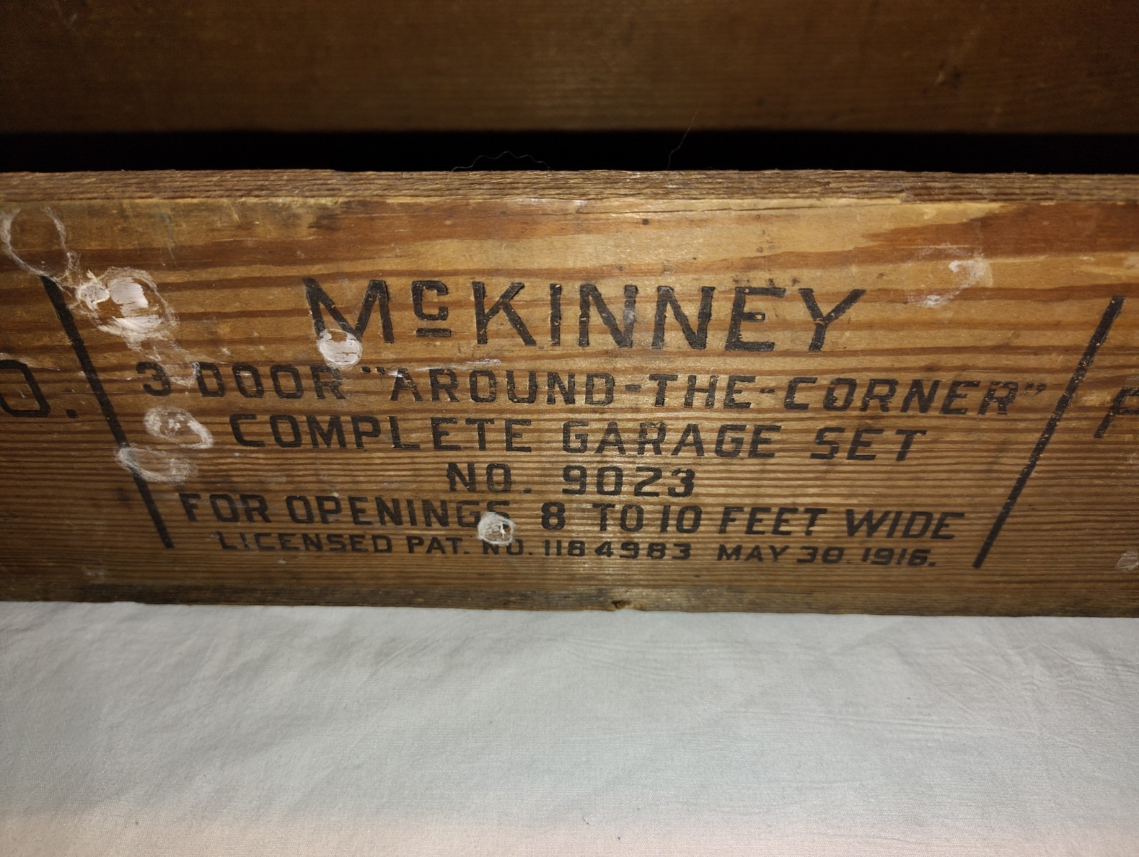 Rare 1916 McKinney MFG Co. Pittsburgh Garage Door Shipping Wooden Crate