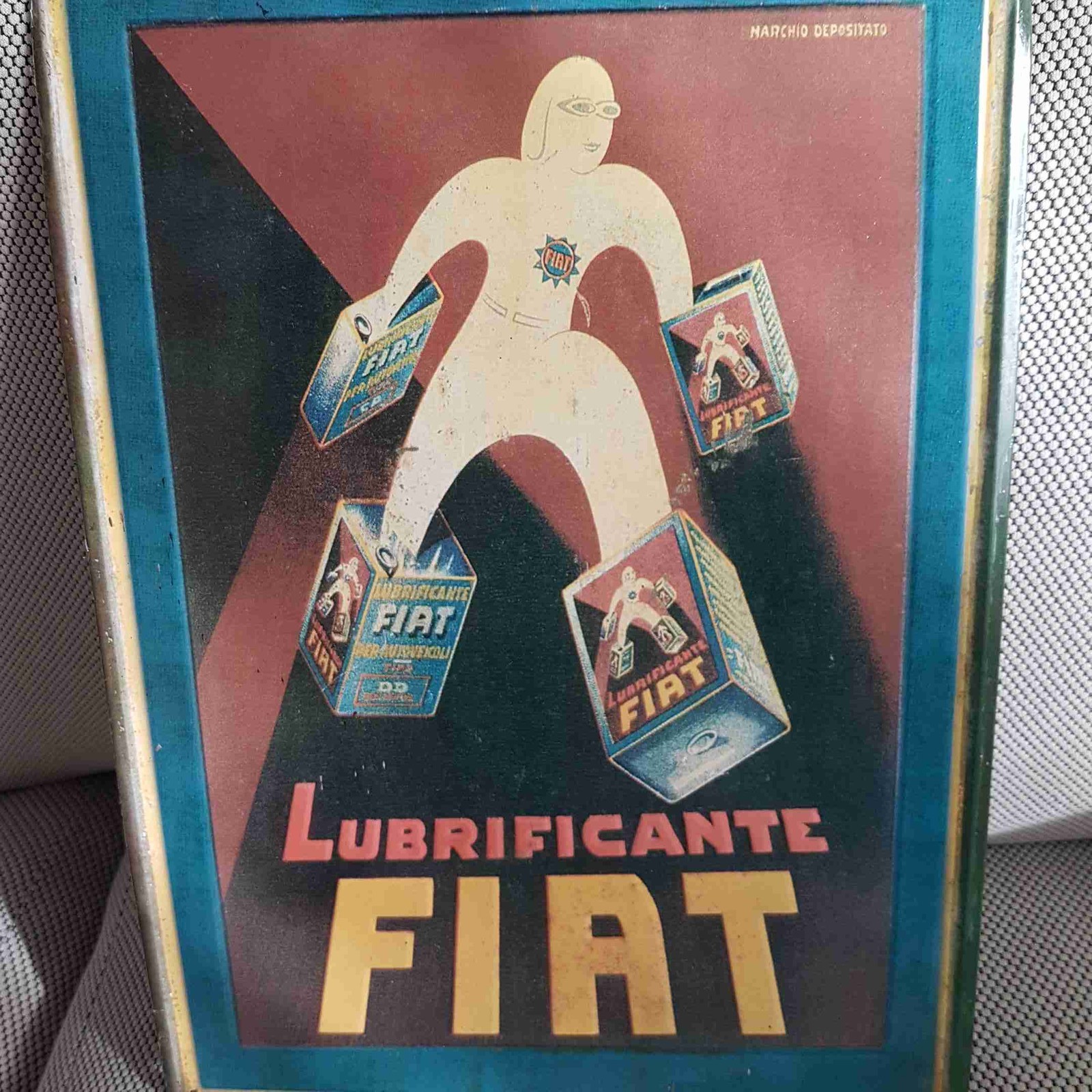 Fiat license plate lubricant vintage metal 25×35 advertising car era TIN CAR