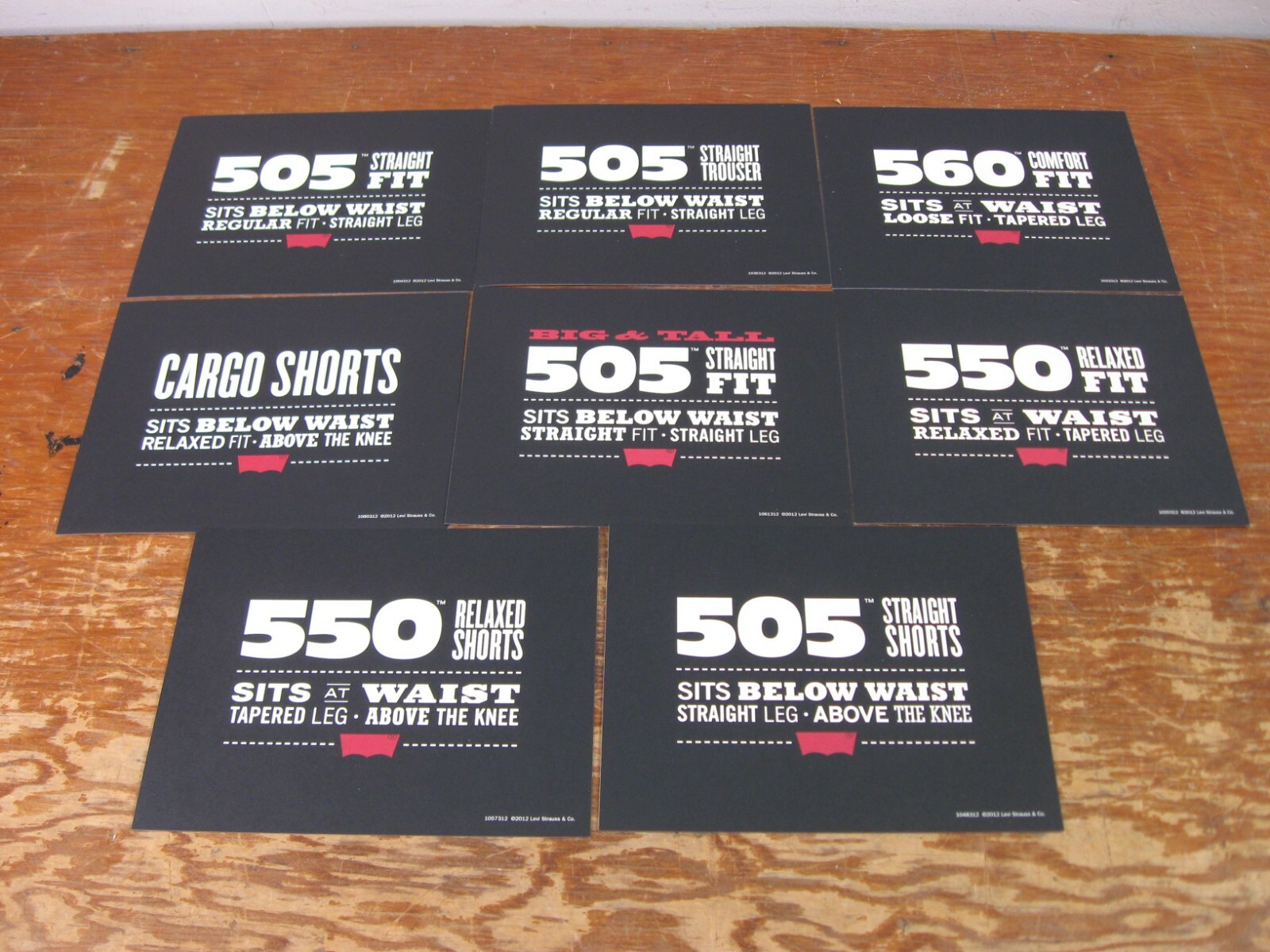 Lot of 29 Levi Jeans 2012 Store Display Double Sided Paper Locators