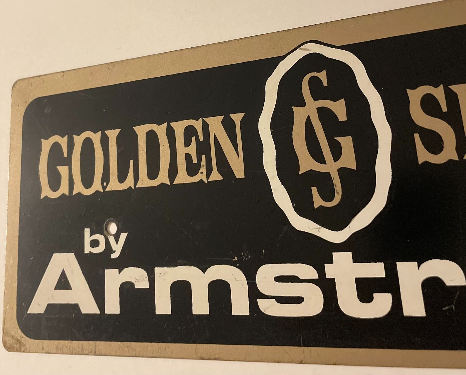 Vintage Golden Signet By Armstrong Sign 14″ x 6″ Store Display STEEL