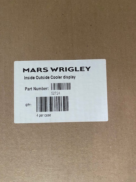 M&M Mars Wrigley Inside/Outside Cooler Display 52724 (4-Pack)–Clear–See Desc.