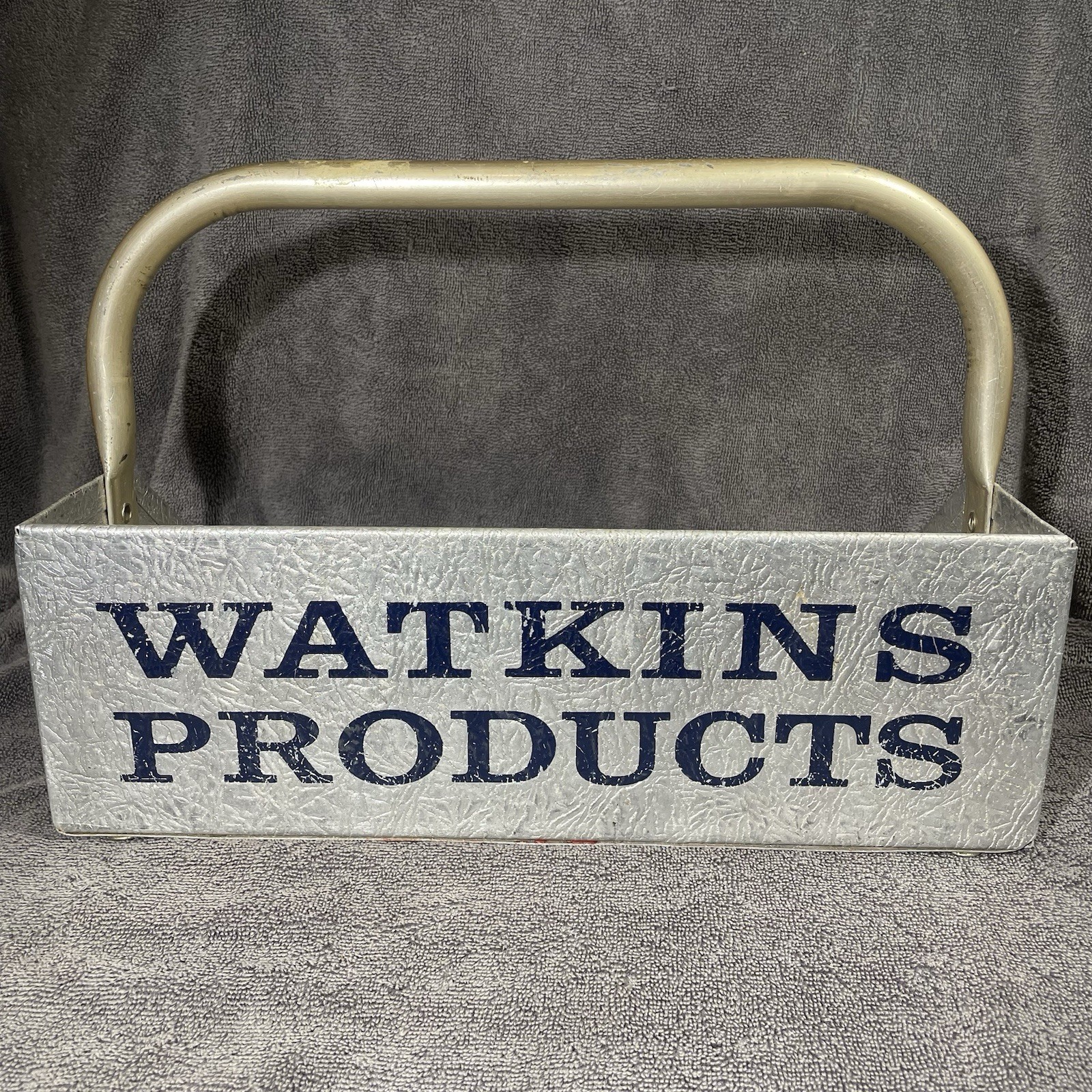 Watkins Products Silver Salesman Samples Metal Carrier Display Tray Vintage