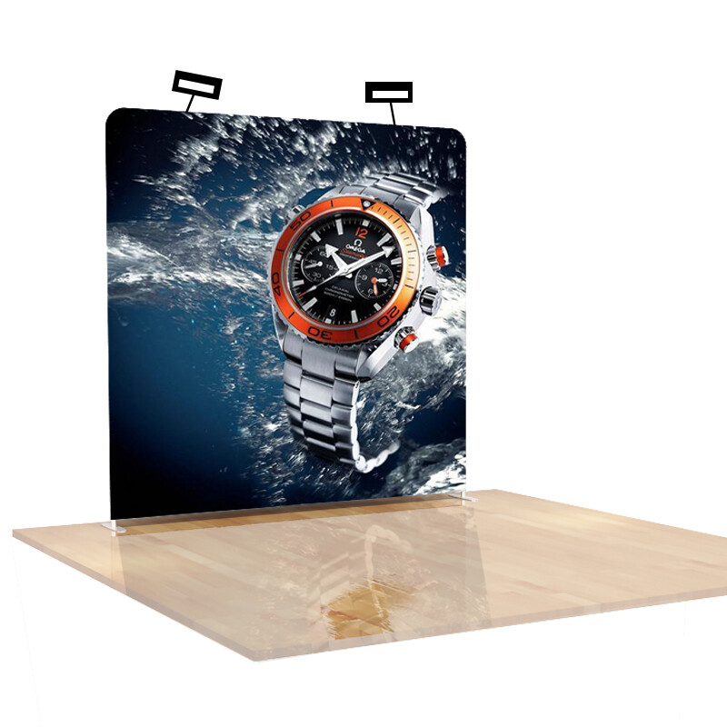 8ft Tension Fabric Backdrop Booth Frame Straight Pop Up Display + Custom Graphic